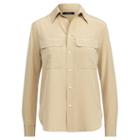 Polo Ralph Lauren Silk Crepe Button-down Shirt Beige