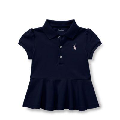 Ralph Lauren Cotton Piqu Peplum Polo Shirt French Navy 24m