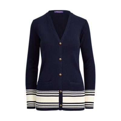 Ralph Lauren Cotton-cashmere Cardigan Dark Navy/cream