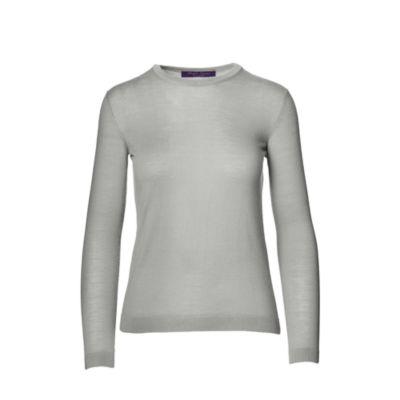 Ralph Lauren Cashmere Crewneck Sweater Lux Light Grey Melange