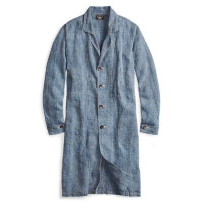Ralph Lauren Pincheck Linen Shop Coat Indigo