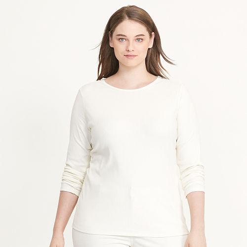 Ralph Lauren Lauren Woman Zip-shoulder Cotton Tee Antique Ivory