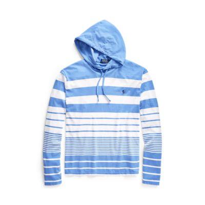 Ralph Lauren Striped Cotton Hooded T-shirt Blue/clas Oxf White
