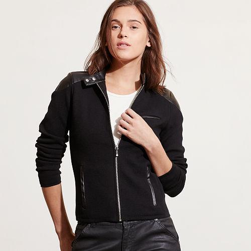 Ralph Lauren Lauren Petite Stretch Cotton Moto Jacket Black