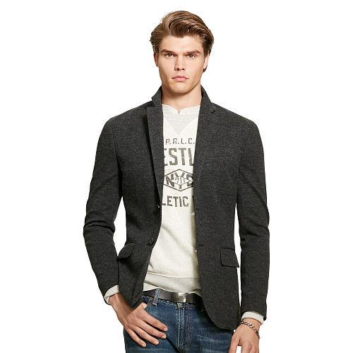 Polo Ralph Lauren Herringbone Knit Blazer Charcoal Herringbone