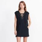 Ralph Lauren Lauren Lace-up French Terry Tunic Black