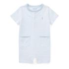 Ralph Lauren Striped Cotton Jersey Shortall Beryl Blue/white 3m