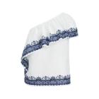 Ralph Lauren Linen One-shoulder Top White Multi