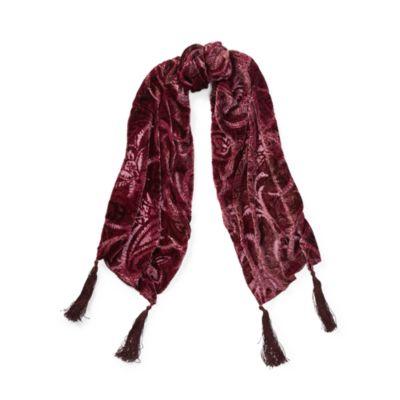 Ralph Lauren Paisley Burn-out Velvet Scarf Burgundy