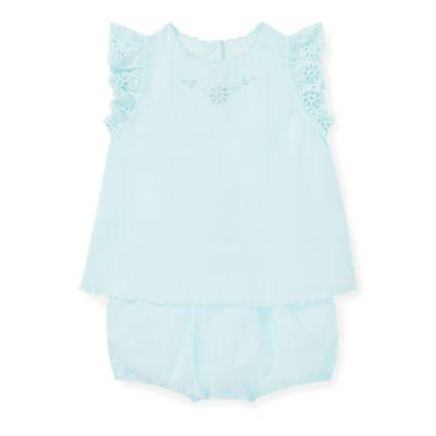 Ralph Lauren Eyelet Top & Bloomer Set Crystal Blue 12m