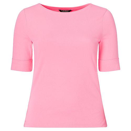 Ralph Lauren Lauren Woman Stretch Cotton Boatneck Tee Peace Rose