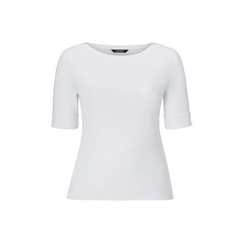Ralph Lauren Lauren Woman Stretch Cotton Boatneck Tee White