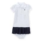 Ralph Lauren Eyelet Polo Dress & Bloomer White/navy 24m