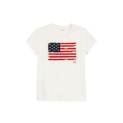 Ralph Lauren Flag Jersey Graphic T-shirt Cream