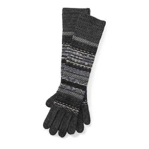 Ralph Lauren Lauren Striped Fair Isle Long Gloves Charcoal Tonal