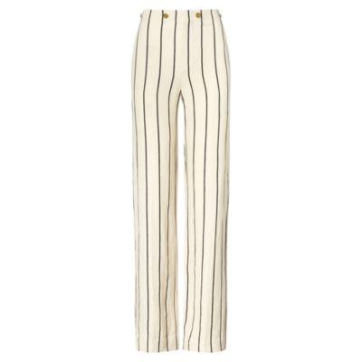 Ralph Lauren Striped Linen Wide-leg Pant Cream/black