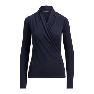 Ralph Lauren Jersey Surplice Top Rl Navy