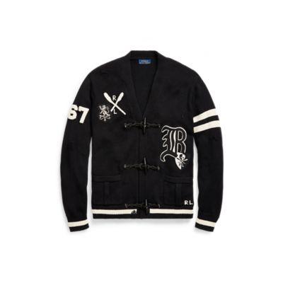 Ralph Lauren Distressed Letterman Cardigan Black