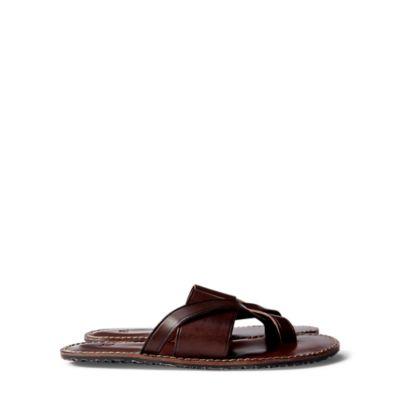 Ralph Lauren Leather Slide Sandal Dark Brown