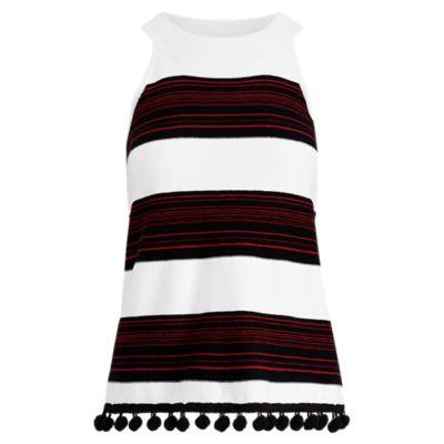 Ralph Lauren Pom-pom Trim Tank Top White/polo Blk/red