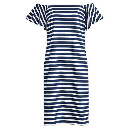 Ralph Lauren Lauren Petite Striped Off-the-shoulder-dress True Indigo/natural