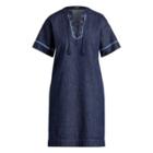 Ralph Lauren Lace-up Denim Shift Dress Spring Blue Wash