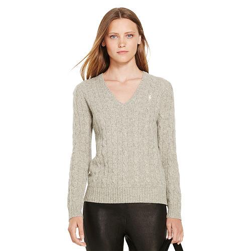 Polo Ralph Lauren Wool Blend V-neck Sweater Light Vintage Heather