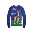 Ralph Lauren Beach Scene Silk Sweater Royal Blue