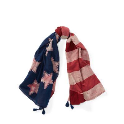 Ralph Lauren Patchwork Cotton Scarf Navy Americana