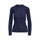 Ralph Lauren Ribbed Silk Crewneck Sweater Bright Navy