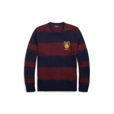 Ralph Lauren Striped Merino Wool Sweater Navy/wine