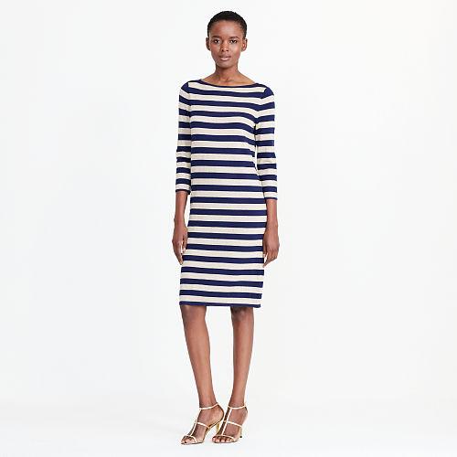 Ralph Lauren Lauren Striped Metallic Sweater Dress Navy/gold