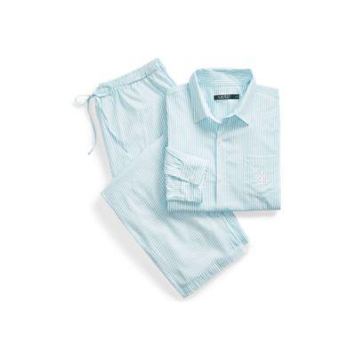Ralph Lauren Sateen Capri Sleep Set Turq Stripe