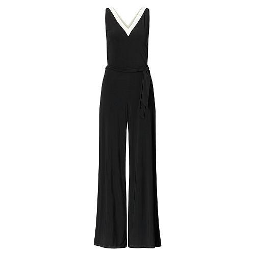 Ralph Lauren Lauren Jersey Wide-leg Jumpsuit Polo Black