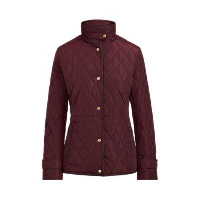 Ralph Lauren Crest-patch Quilted Jacket Burgundy