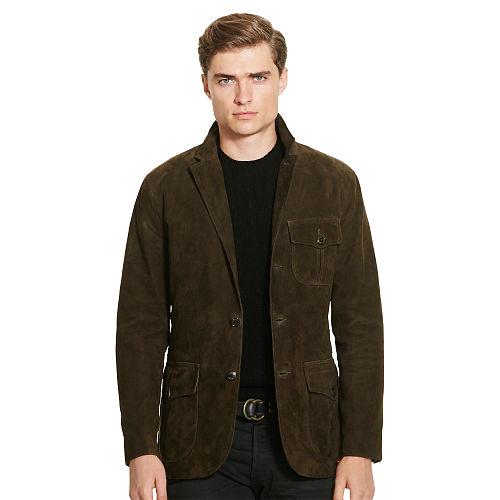Polo Ralph Lauren Suede Three-button Jacket Hunter Olive