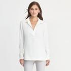 Ralph Lauren Lauren Collared Crepe Tunic Antique Ivory