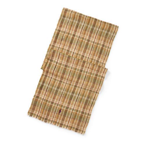 Polo Ralph Lauren Tartan Linen Scarf Olive Leaf Plaid