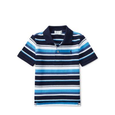 Ralph Lauren Striped Cotton Mesh Polo Shirt French Navy Multi 9m