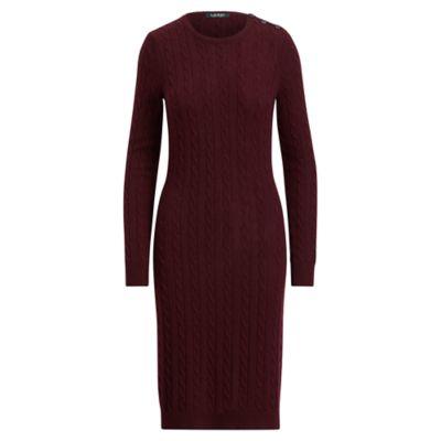 Ralph Lauren Cable-knit Sweater Dress Red Sangria