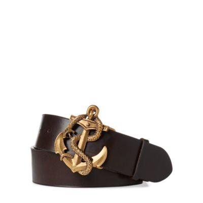 Ralph Lauren Anchor Leather Belt Dark Brown
