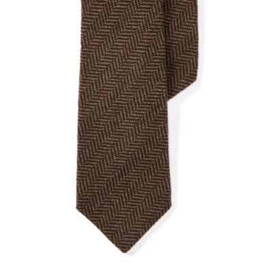 Ralph Lauren Herringbone Cashmere-silk Tie Brown
