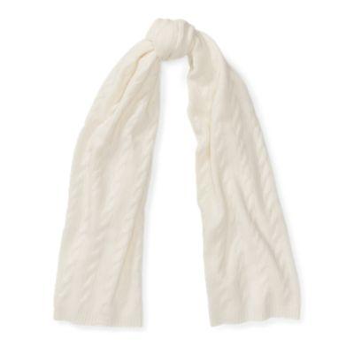 Ralph Lauren Cable Cashmere Scarf Chic Cream