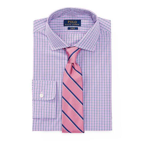 Polo Ralph Lauren Slim Fit Plaid Cotton Shirt Orchid/navy