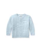 Ralph Lauren Contrast-knit Cotton Cardigan Beryl Blue 24m