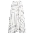Ralph Lauren Patchwork Linen Skirt Cream/indigo Stripe