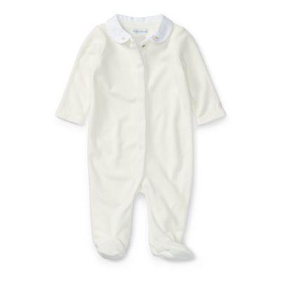 Ralph Lauren Velour Peter Pan Romper Paper White 3m