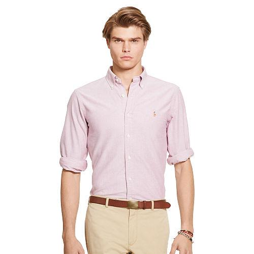 Polo Ralph Lauren Cotton Oxford Sport Shirt Crimson/white