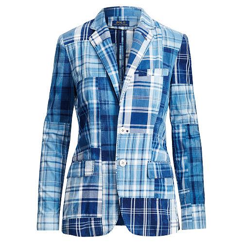 Polo Ralph Lauren Patchwork Cotton Madras Blazer 344 Indigo Patchwork
