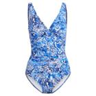 Ralph Lauren Slimming Floral One-piece Blue